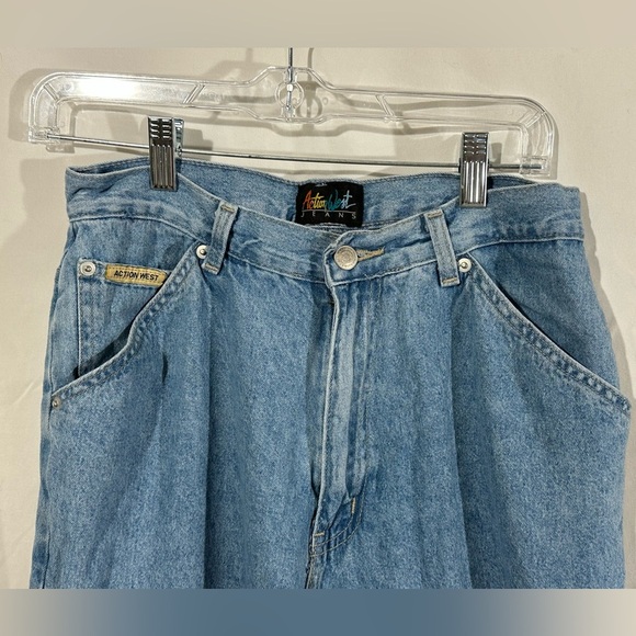 Vintage Action West Carpenter Jeans 90s Y2K Light Wash Baggy Workwear Denim 14” - Picture 3 of 7